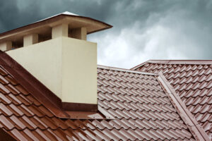 Chimney & tile roof of house