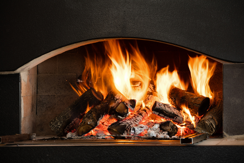 Wood burning in fireplace